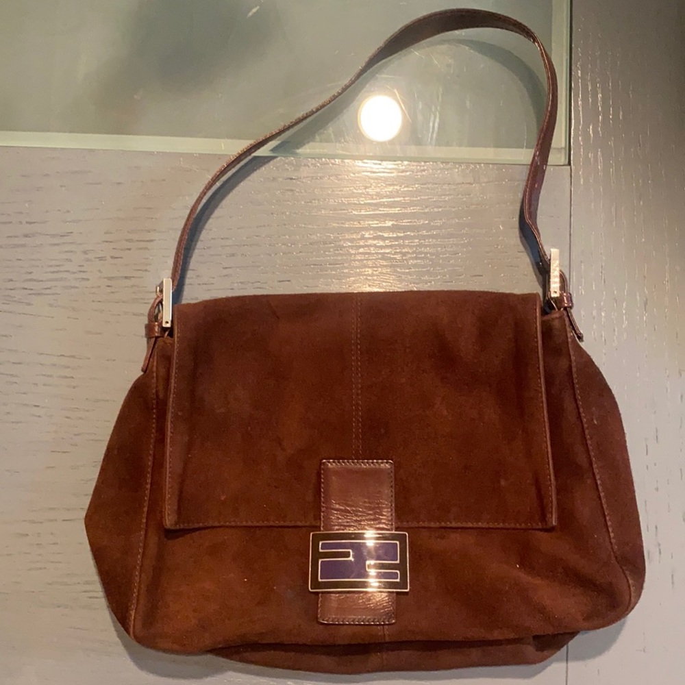Brown velvet fendi bag